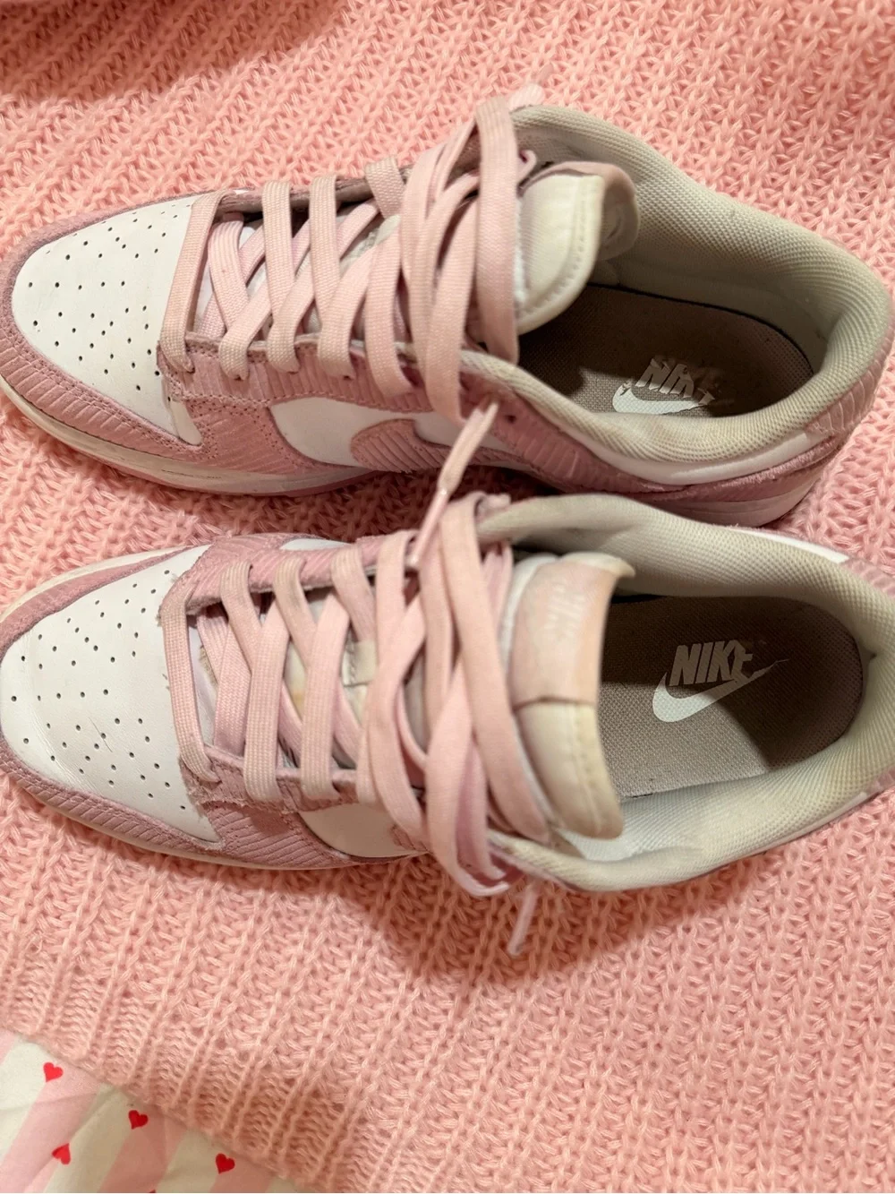 Nike Pink and White Low-Top Sneakers